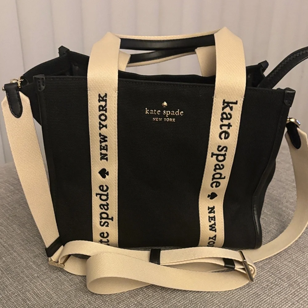 Kate Spade Black and Cream Canvas Tote Bag - Picture 1 of 8